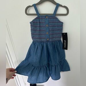 Picapino Elastic Embroidery Body Chambray Toddler Dress (size 3T) NWT